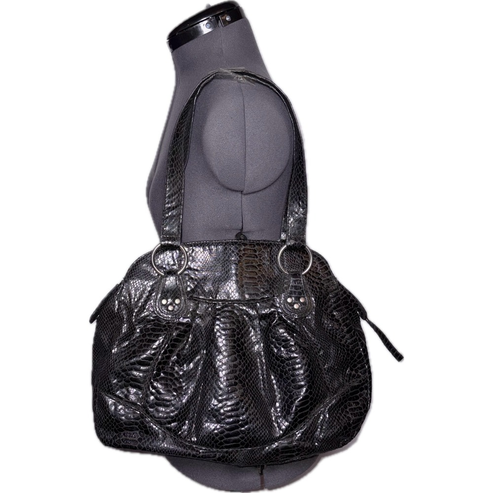 Fashion Express Y2K Faux Snakeskin Black Hobo Bag Vintage Y2K Shoulder Bag